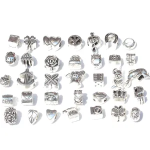 Zinc alloy antique silver European large hole spacer beads for DIY bracelet jewelry making