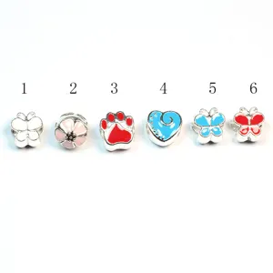 Silver alloy DIY charms enamel butterfly flower heart paw jewelry making components