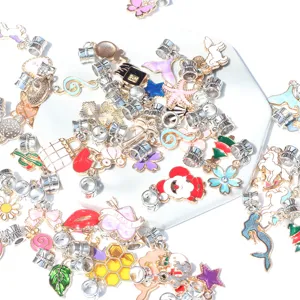 Assorted alloy enamel DIY charms collection, colorful cute pendants for handmade jewelry crafting.