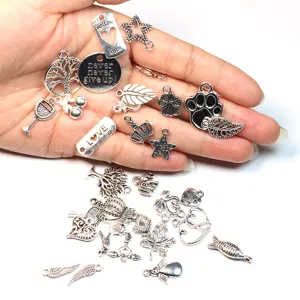 Antique silver alloy DIY jewelry charms mixed pendants for bracelets and earrings