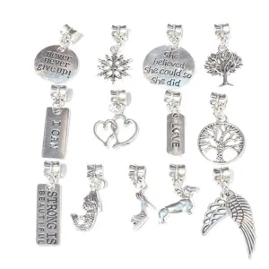 DIY lega ciondoli gioielli pendenti set fatto a mano braccialetto accessori argentati.