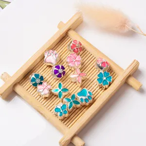 Alloy Enamel Drip Oil Large Hole Spacer Beads DIY Charm Bead For European Snake Chain Bracelet Jewelry Making