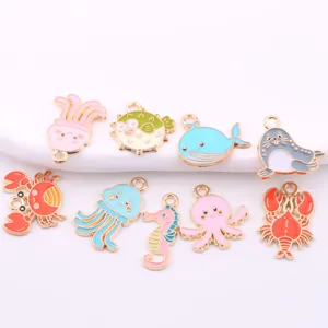 Cute ocean animal enamel alloy charms pendants for DIY jewelry making accessories