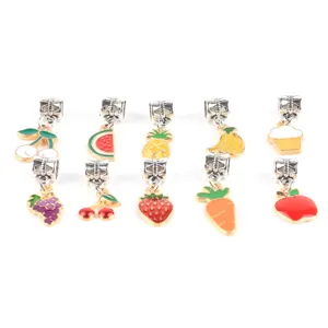 Bunte emaillierte Legierung Obst Anhänger DIY Schmuck Halskette Zubehör Set pack