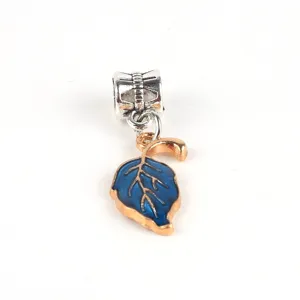 Blaues Emaillierter Blatt Charm Anhänger für DIY Armband Halskette Schmuckherstellung Zubehör