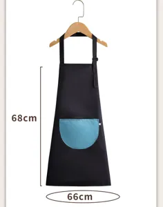 Grembiule da pittura per bambini impermeabile con tasca cinturino da collo nero