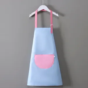 Grembiule impermeabile bambini pittura rosa blu bavaglini per scuola e pasti