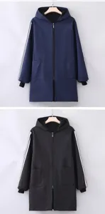 Waterproof fleece lined long sleeve smock apron kitchen work clothes with hood and zipper.