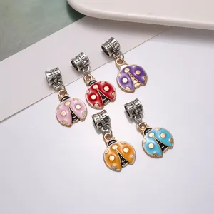 DIY Ladybug Alloy Enamel Jewelry Pendants Cute Cartoon Colorful Charms For Bracelet Necklace Jewelry Making
