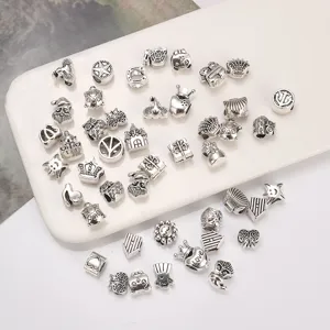 DIY Antik Silber Legierung Europäische Großes Loch Perlen Charm Abstandsperlen Für Charm Armbänder Schmuckherstellung Handwerk