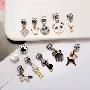 DIY Lega Smalto Cartone Animato Gatto Nero Cervo Panda Unicorno Ciondolo Ciondoli Per Bracciale Collana Gioielli Accessori