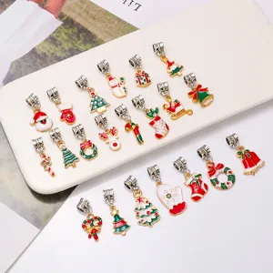 Christmas alloy enamel charms DIY jewelry making pendants for bracelets necklaces winter holiday gifts