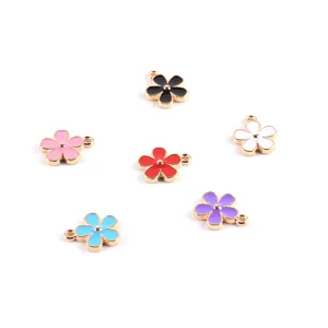 DIY enamel flower alloy charms pendants for handmade bracelets necklaces fashion accessories
