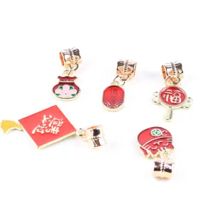 DIY KC Gold Alloy Drip Oil Lucky Bag Lucky Cat Blessing Pendant Jewelry Accessories For Bracelet Necklace Making
