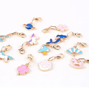 Gold Alloy Drip Oil Cartoon Animal And Plant Pendant DIY Jewelry Making Charms Lobster Clasp Accessories For Bracelet Necklace