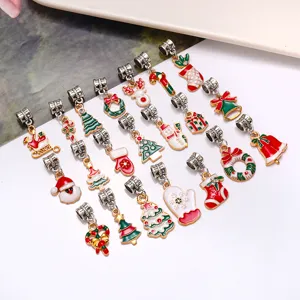 Christmas Alloy Drip Oil Pendants DIY Jewelry Making Accessories Santa Tree Bell Snowman Charms For Bracelets Necklaces Jewelry Craft