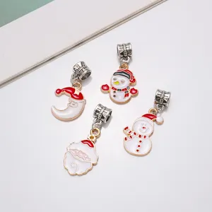 DIY Christmas enamel alloy charms pendants set featuring cute snowman and Santa designs.