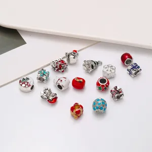 Christmas DIY charm beads alloy enameled holiday jewelry accessories for bracelets making