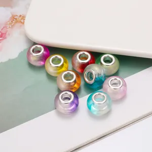 Bunte Acryl Grobelloch Perlen für DIY europäische Bettelarmbänder Schmuckherstellung Zubehör.