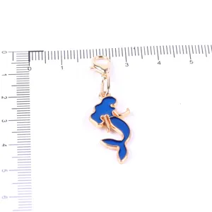 Gold alloy blue oil mermaid lobster clasp pendant diy jewelry accessory charm cute design