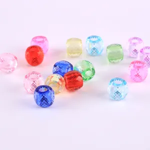 Acryl Transparent Facettierte Fassperlen Süßigkeitenfarbe Großes Loch Abstandshalter Perlen Für DIY Schmuck Handwerk Zubehör