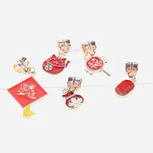 Red enamel metal charm pendants DIY jewelry making accessories for bracelets and necklaces cute design