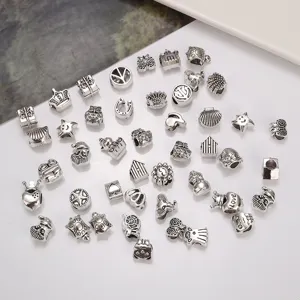 DIY Antiksilber Legierung Große Loch Perlen Charms, Europäischer Stil Armband Detail Ansicht.