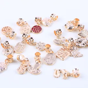 DIY Alloy Gold Rose Gold Auspicious Charms Dragon Ingot Abacus Pendant For Bracelet Necklace Jewelry Making