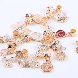 Gold alloy DIY charms pendants for bracelets necklaces traditional lucky jewelry accessories