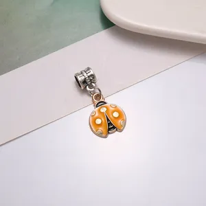 DIY Orange Ladybug Enamel Charm Pendant for Bracelet Necklace Jewelry Making Accessory