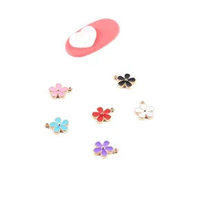 DIY colorful enamel flower alloy charms pendants for handmade bracelets necklaces jewelry