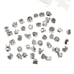 DIY Silber Legierung Charm Perlen Grosses Loch Abstandsperlen Armband Schmuck Zubehoer