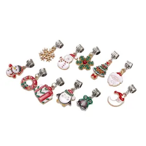 Christmas alloy enamel charms DIY jewelry pendants set for bracelet necklace crafting accessories.