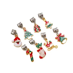 Christmas alloy enamel charms set DIY jewelry making cute Santa tree bell gifts accessories