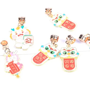 DIY Alloy Enamel Dragon Lion Charms Cute Cartoon Lucky Pendants For Bracelet Necklace Jewelry Making DIY Crafts
