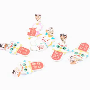 DIY alloy enamel charms cute lion dance pendants for handmade bracelets necklaces jewelry making