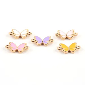 Enamel butterfly double loop metal DIY jewelry connector charms for bracelet necklace