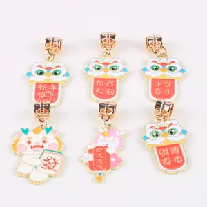 DIY Dragon Year alloy enamel charms pendant colorful cartoon jewelry making bracelet necklace parts