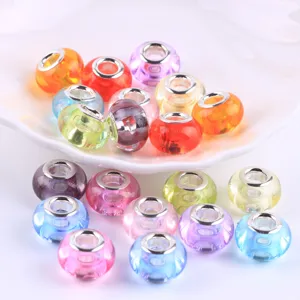 Acrylic Large Hole Beads Smooth Loose Beads DIY Bracelet Jewelry Accessories Colorful Mixed Craft Charms