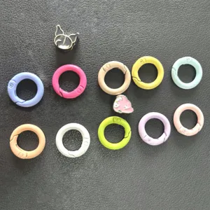 Macaron farbige runde Federringe und Metallanhänger für Taschen Schlüsselanhänger DIY.