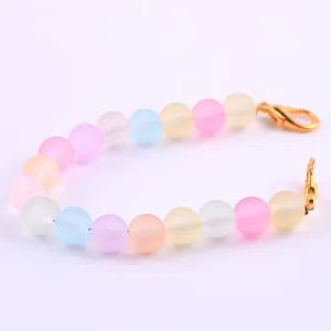 Bracciale di perle in resina opaca colorata chiusura oro 10mm gioiello pastello regalo