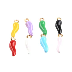 Colorful enamel chili pepper alloy charms DIY jewelry hanging pendants for earrings keychains