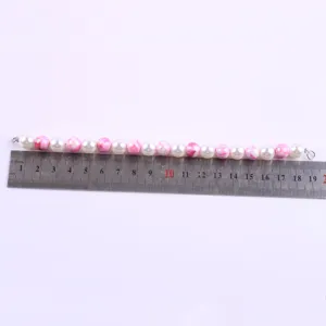 Bracciale di perle in resina rosa e bianca 10mm stile vintage cristallo gioielli regalo