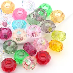 DIY Faceted Large Hole Resin Beads Colorful Crystal Imitation Glass Loose Beads For Bracelet Jewelry Making Accessories