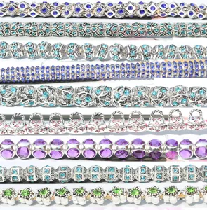 DIY Legierung Strass Perlen, europäische Art große Loch Abstandshalter Perlen für Armbänder.