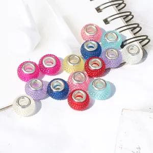 Colorful resin large hole beads for DIY jewelry making, sparkling bayberry ball spacer beads.
