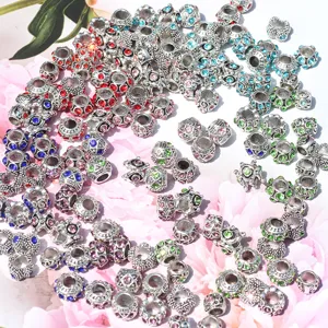 DIY Legierung Strass große Loch Perlen Pandora Stil Charm Armband Zubehör lose Perlen.