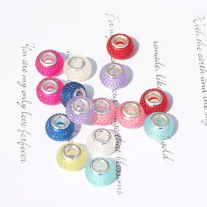 Colorful resin large hole beads sparkling strawberry shape DIY jewelry making accessories