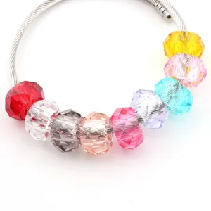 DIY faceted large hole beads resin crystal style bracelet accessories colorful jewelry making parts