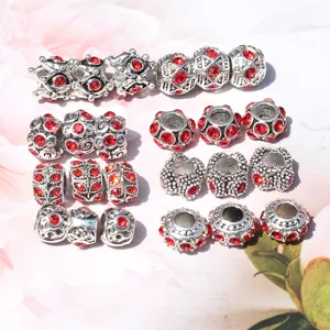 DIY Strass Legierung Große Loch Perlen, Metall Charm Abstandsperlen für Armband Schmuck.